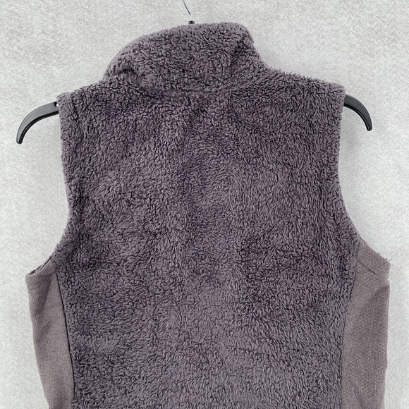 THE‎ NORTH FACE Vest Womens SMALL Fuzzy Fur Osito Fleece Stretchy Lavender Zip - Picture 7 of 13